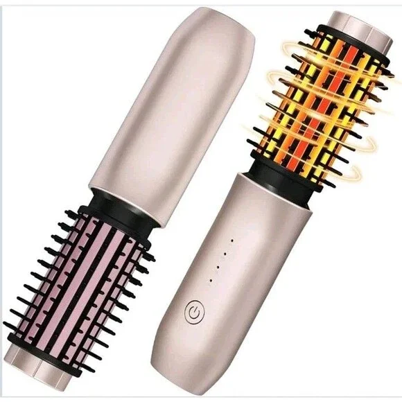 Cordless Hair Curling Iron Brush, Mini Travel Hot Straightener Comb, 3-in-1... - Picture 1 of 7